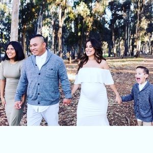 Off the shoulder maternity dress